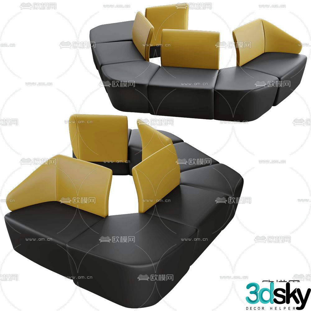 Sitlosophy special-shaped sofa lobby sofa 3d model