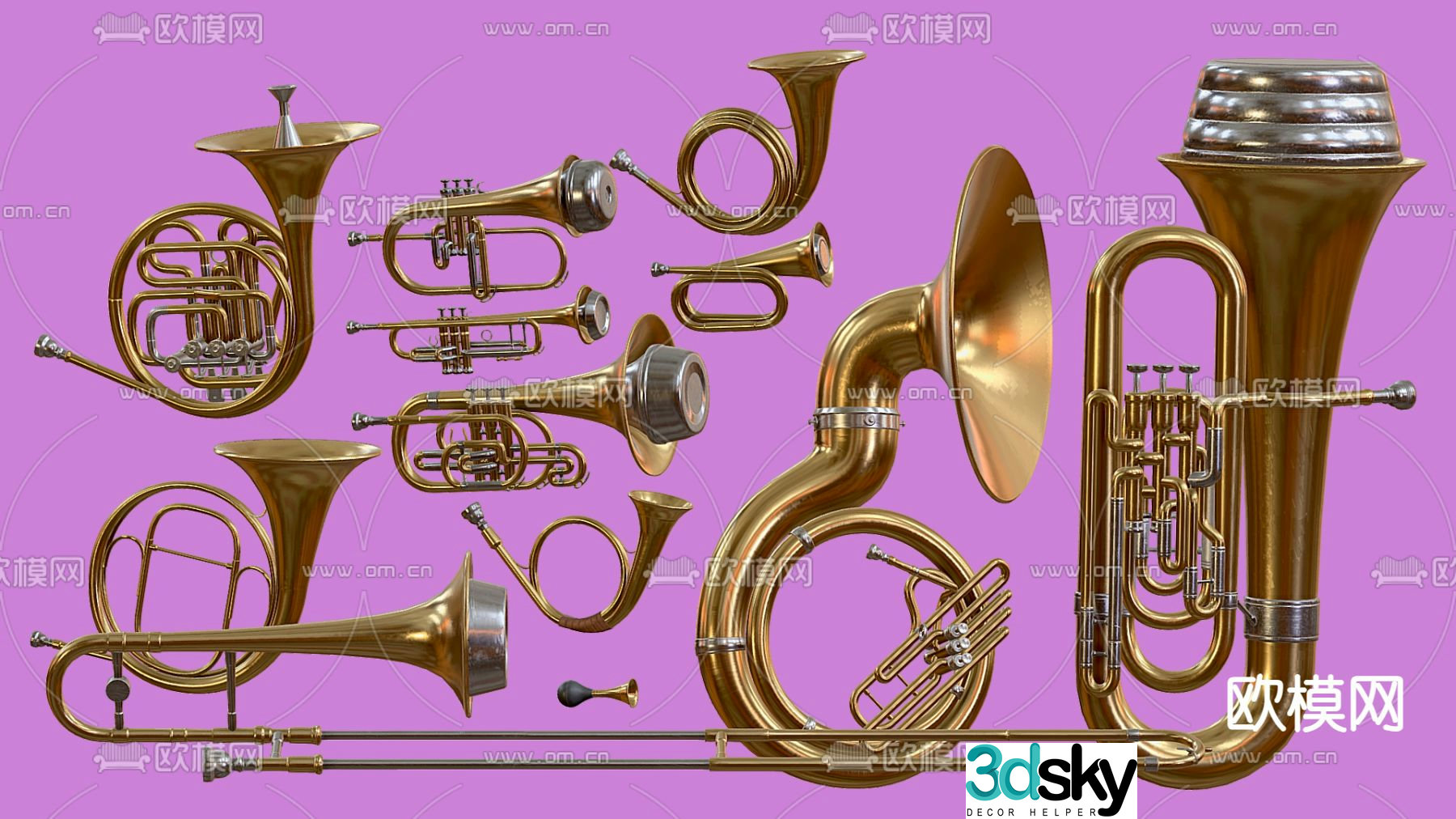 ethnic musical instrument saxophone orchestral instrument 3d model