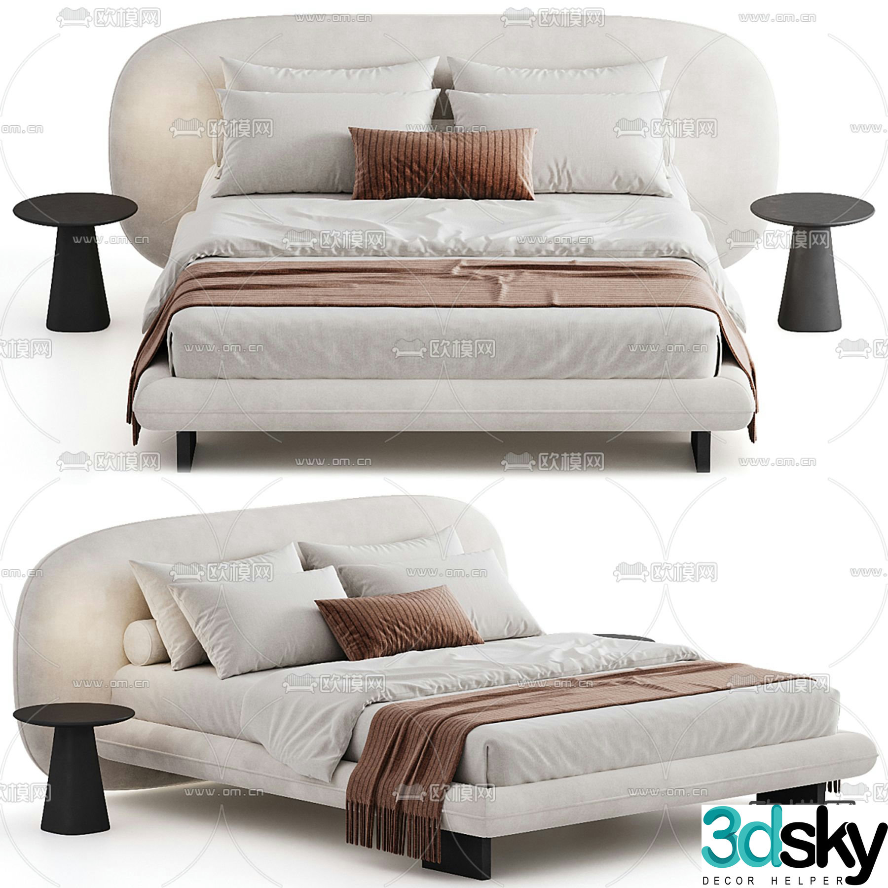 Fabric double bed 3d model