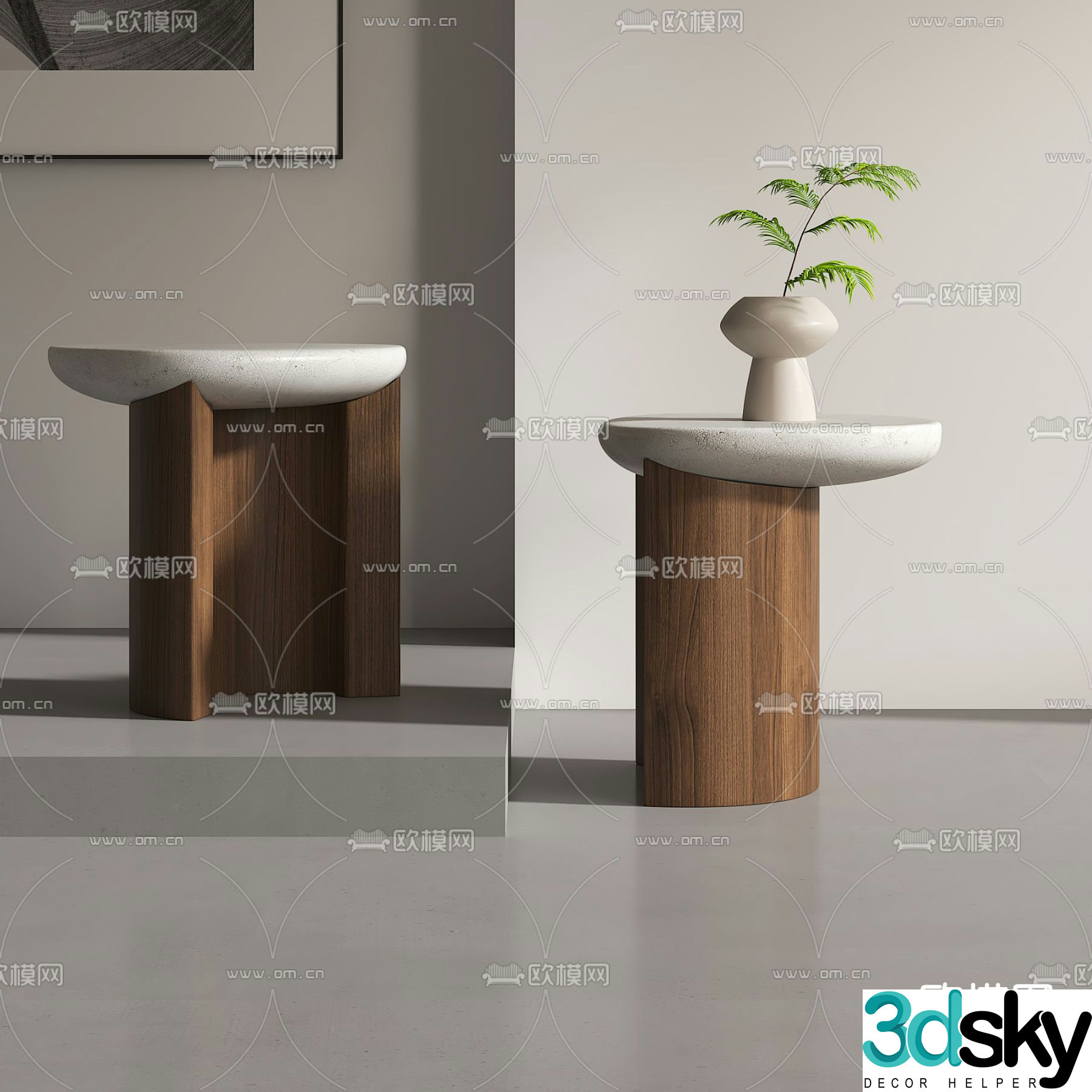 Wabi-sabi circle table side table corner table 3D model