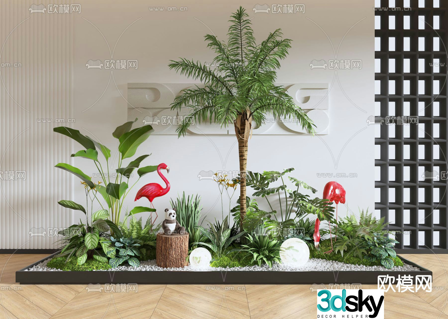 Modern interior landscaping 3d model