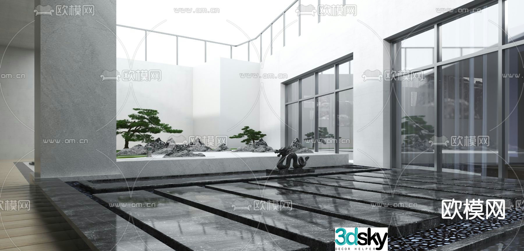 Landscape courtyard light well 3d model