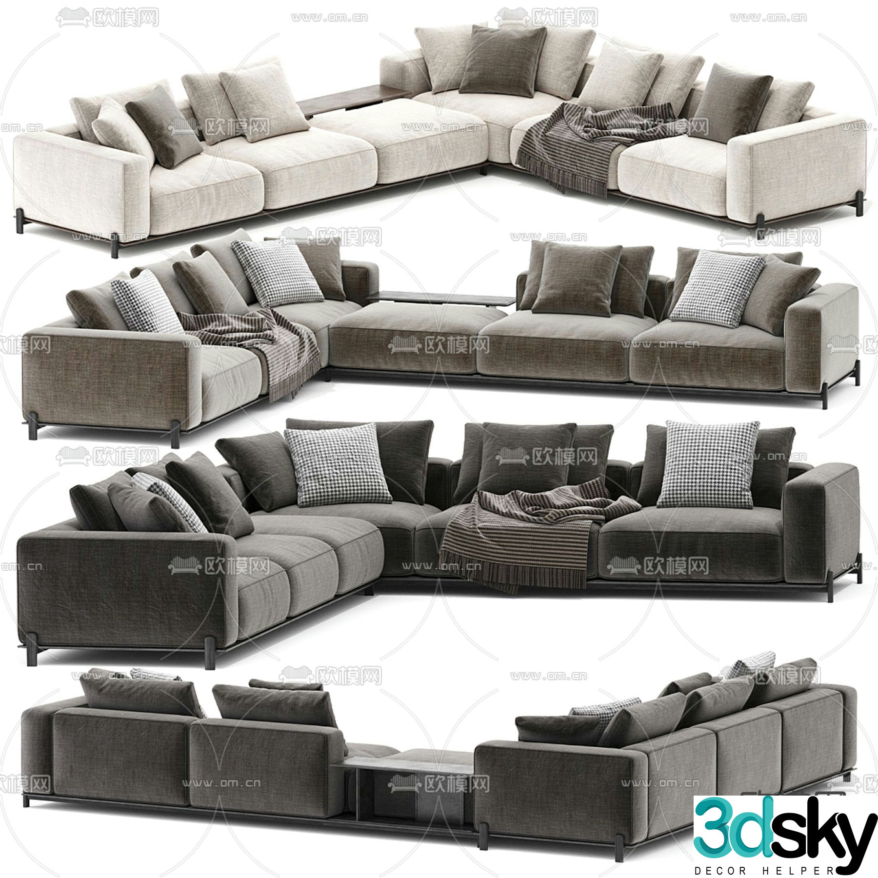 Multi-person sofa corner sofa 3d model