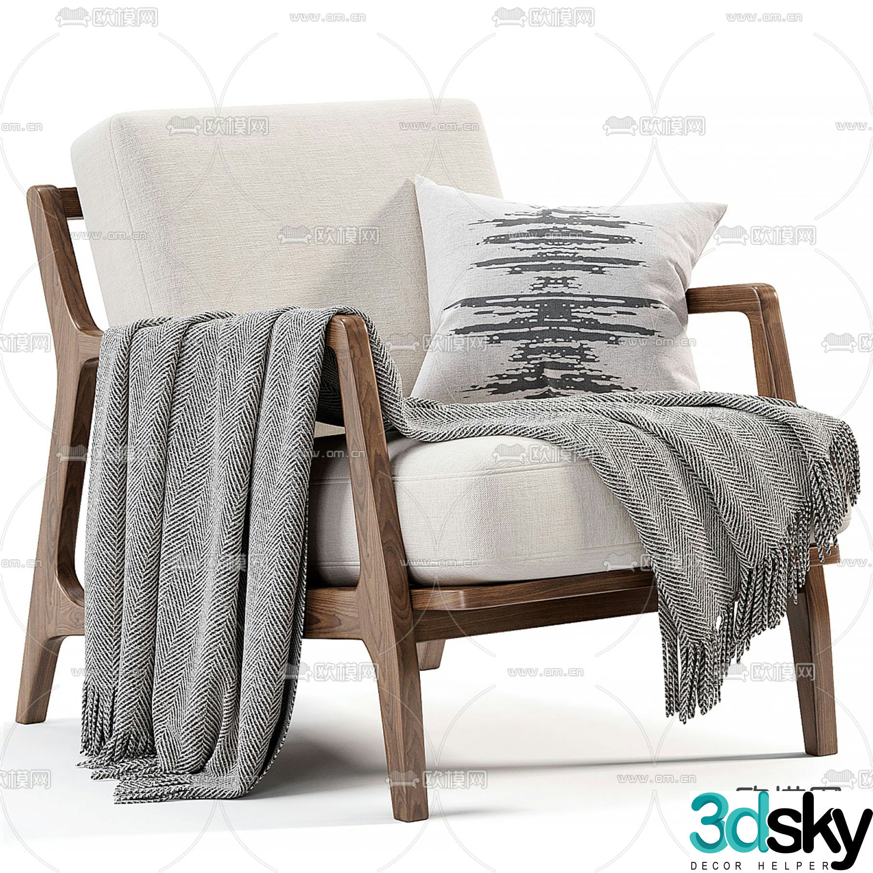 Modern fabric leisure chair 3d model