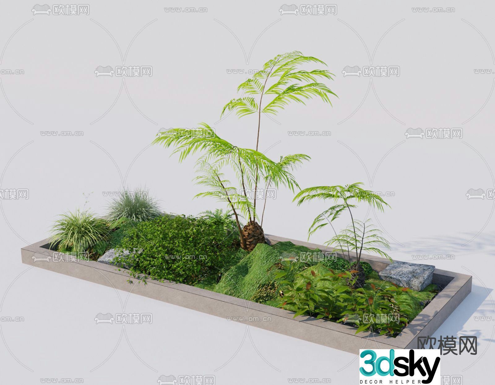 Modern Landscape Plant Heap 3D Model