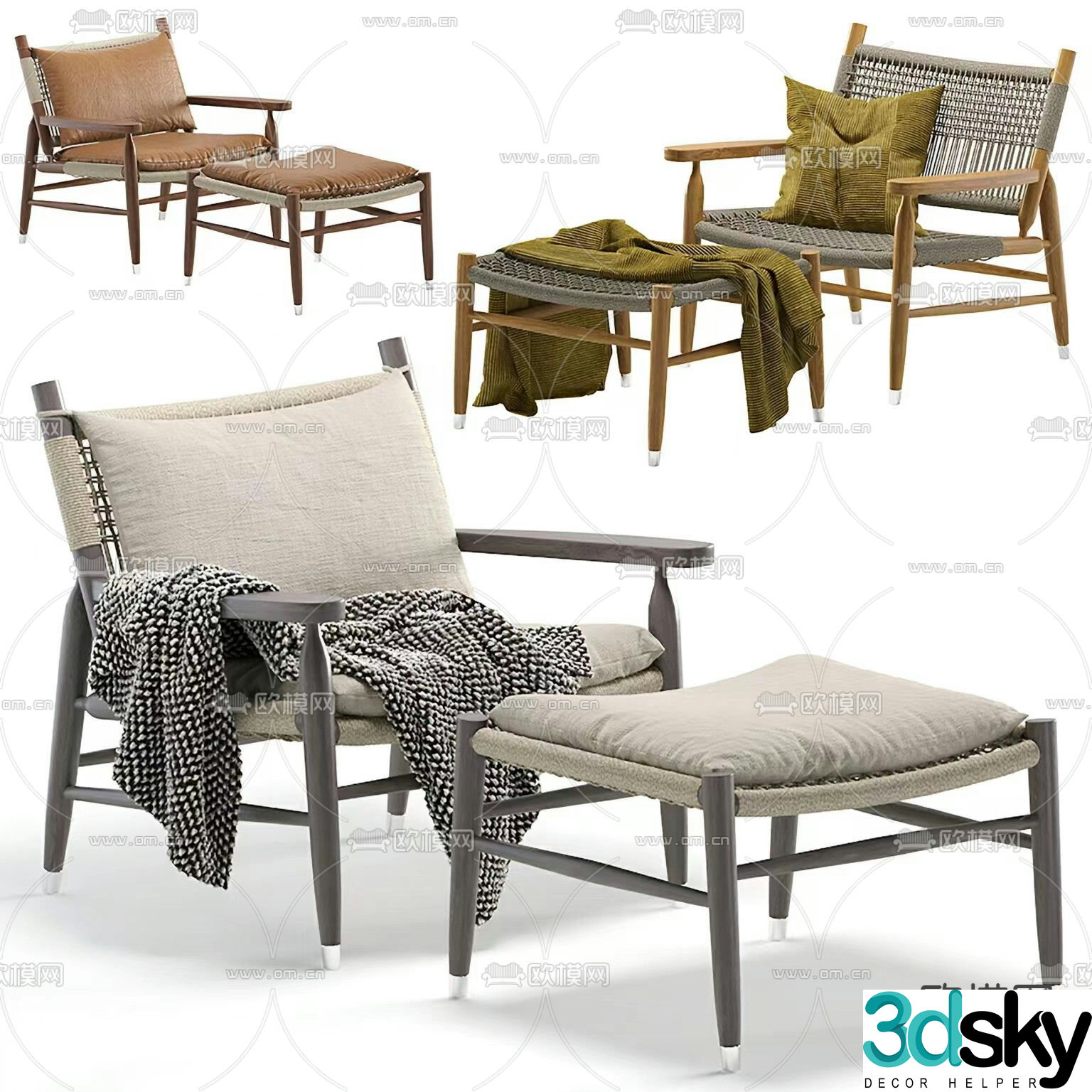 Tessa lounge chair armchair 3d model
