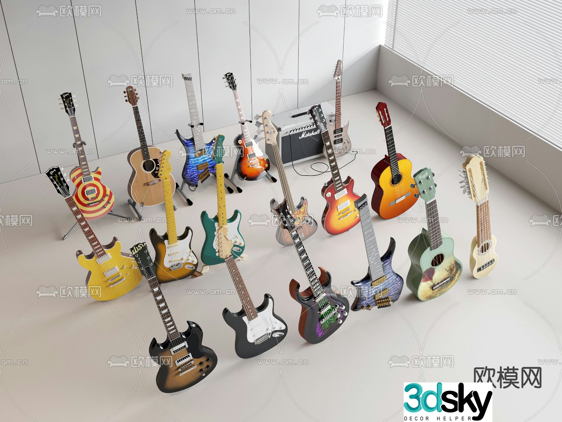 guitar bass musical instrument 3d model