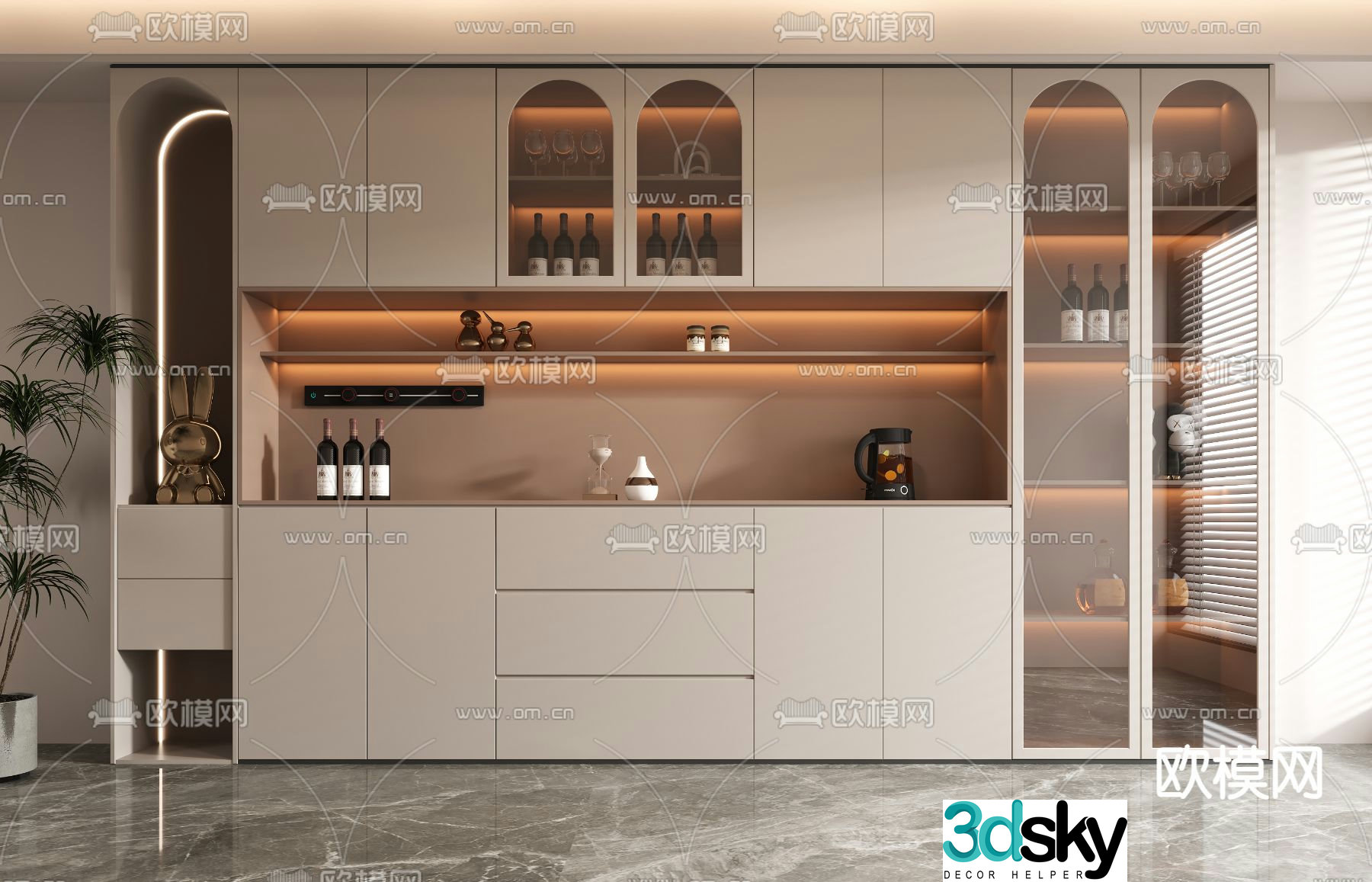 Modern wine cabinet sideboard 3D model