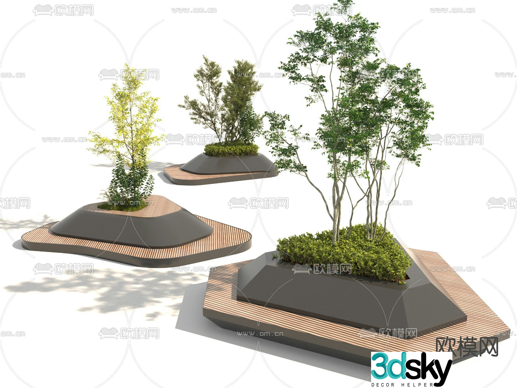 Plant tree pool seat landscape tree 3d model