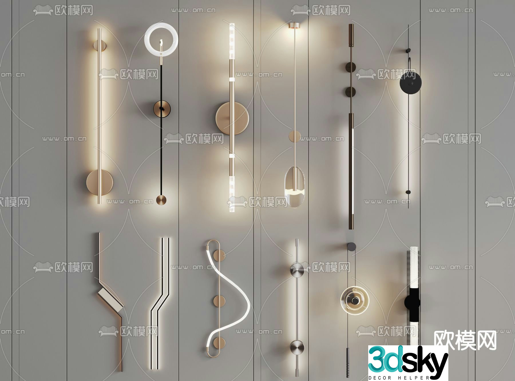 Minimalist wall lamp reading lamp long wall lamp linear lamp 3d model