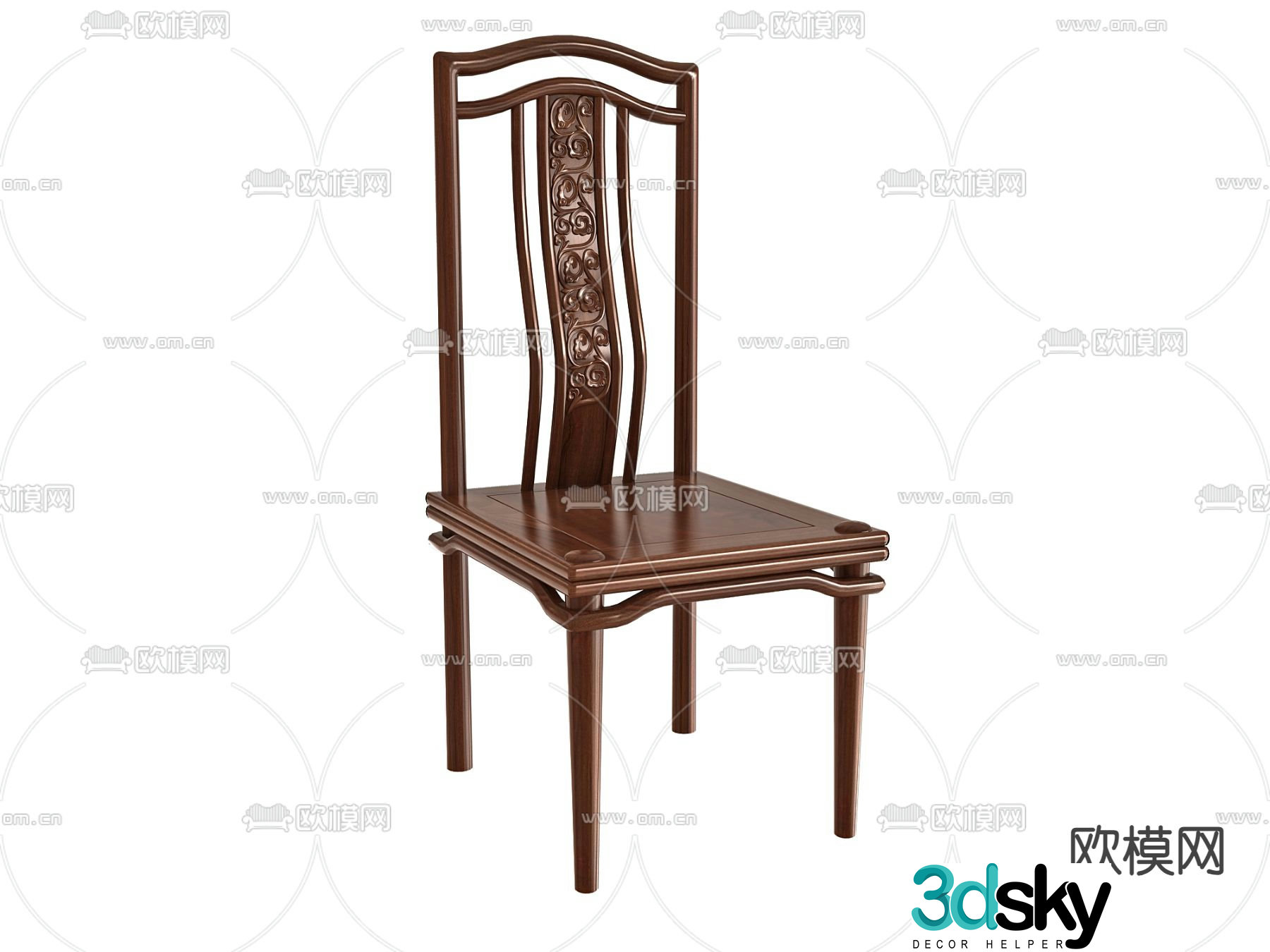 Chinese dining chair single chair 3d model