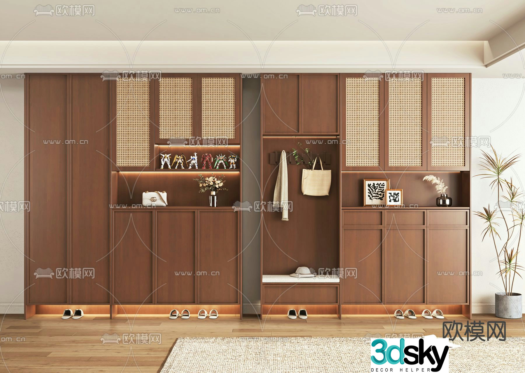 Medieval style shoe cabinet 3D model