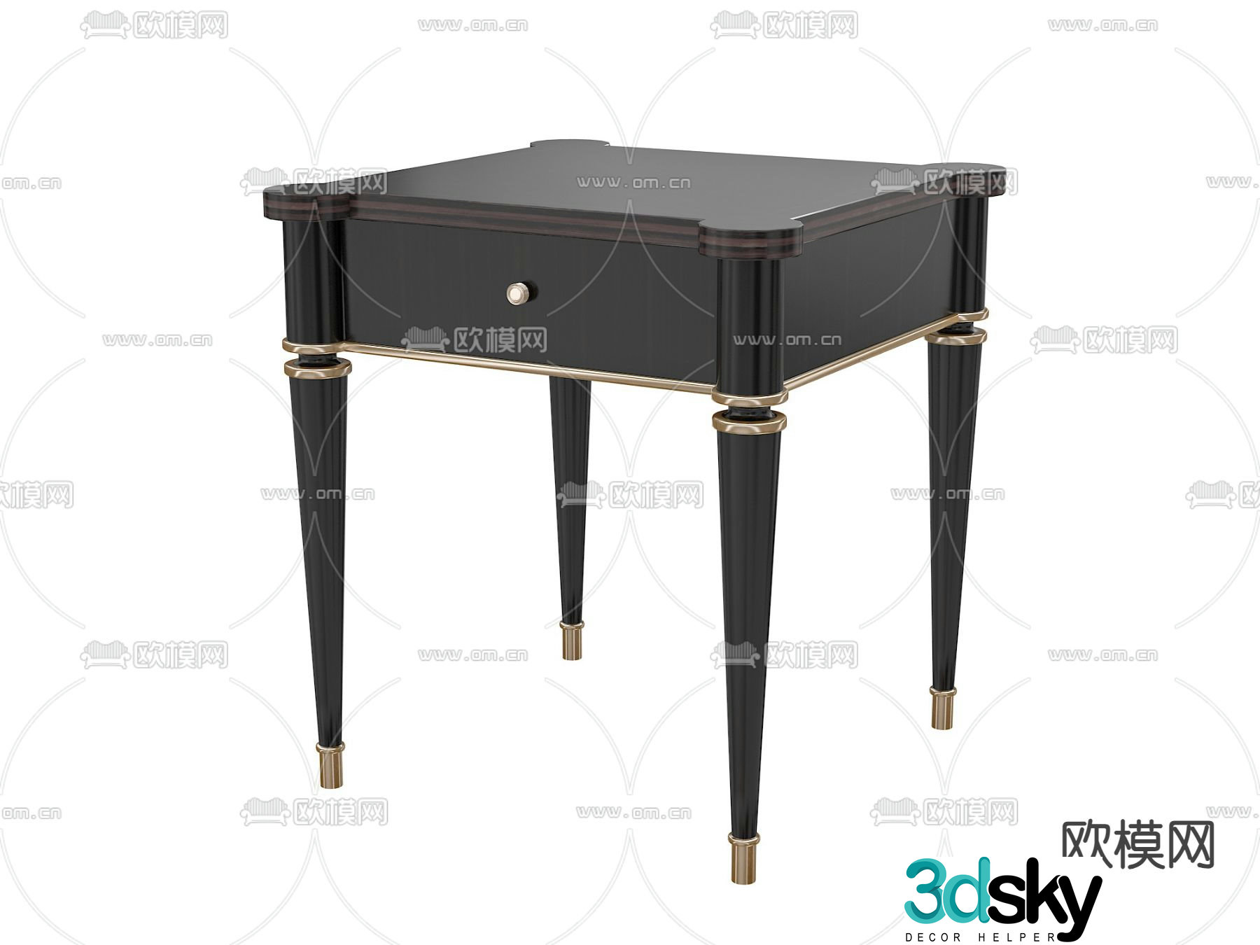 Simple European bedside table 3d model