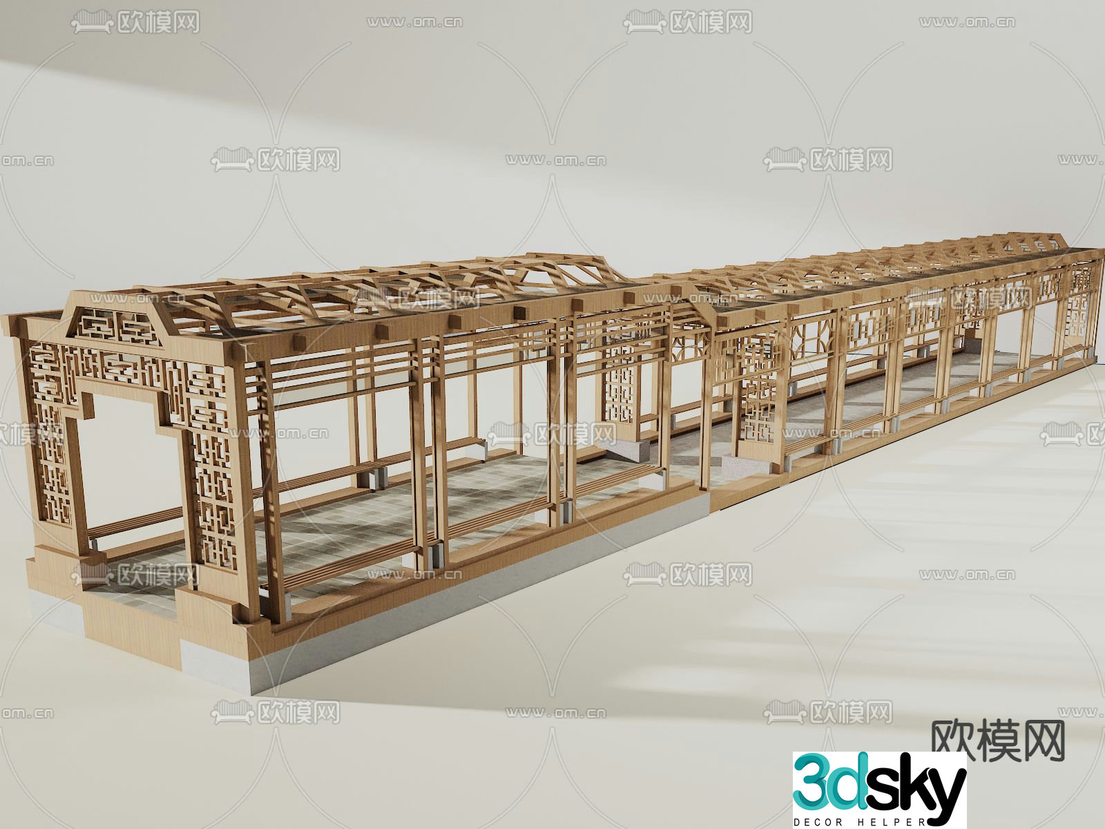 Chinese antique corridor corridor frame 3D model