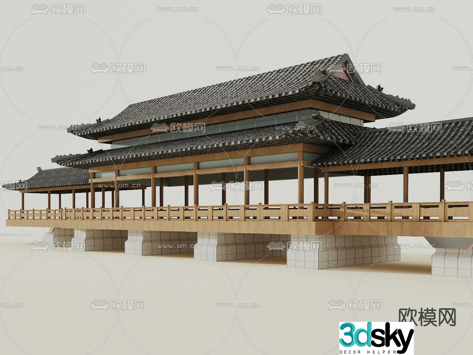 Chinese antique corridor corridor frame 3D model