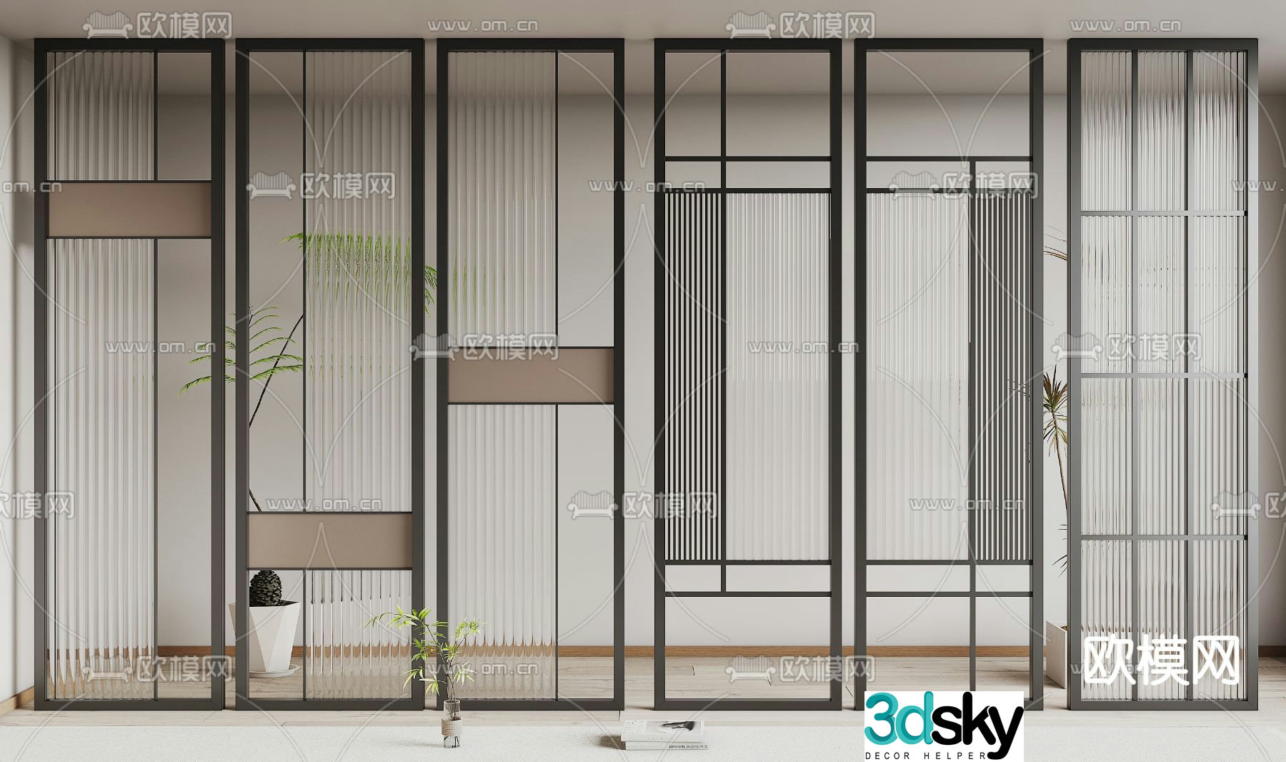 Modern glass partition 3d model
