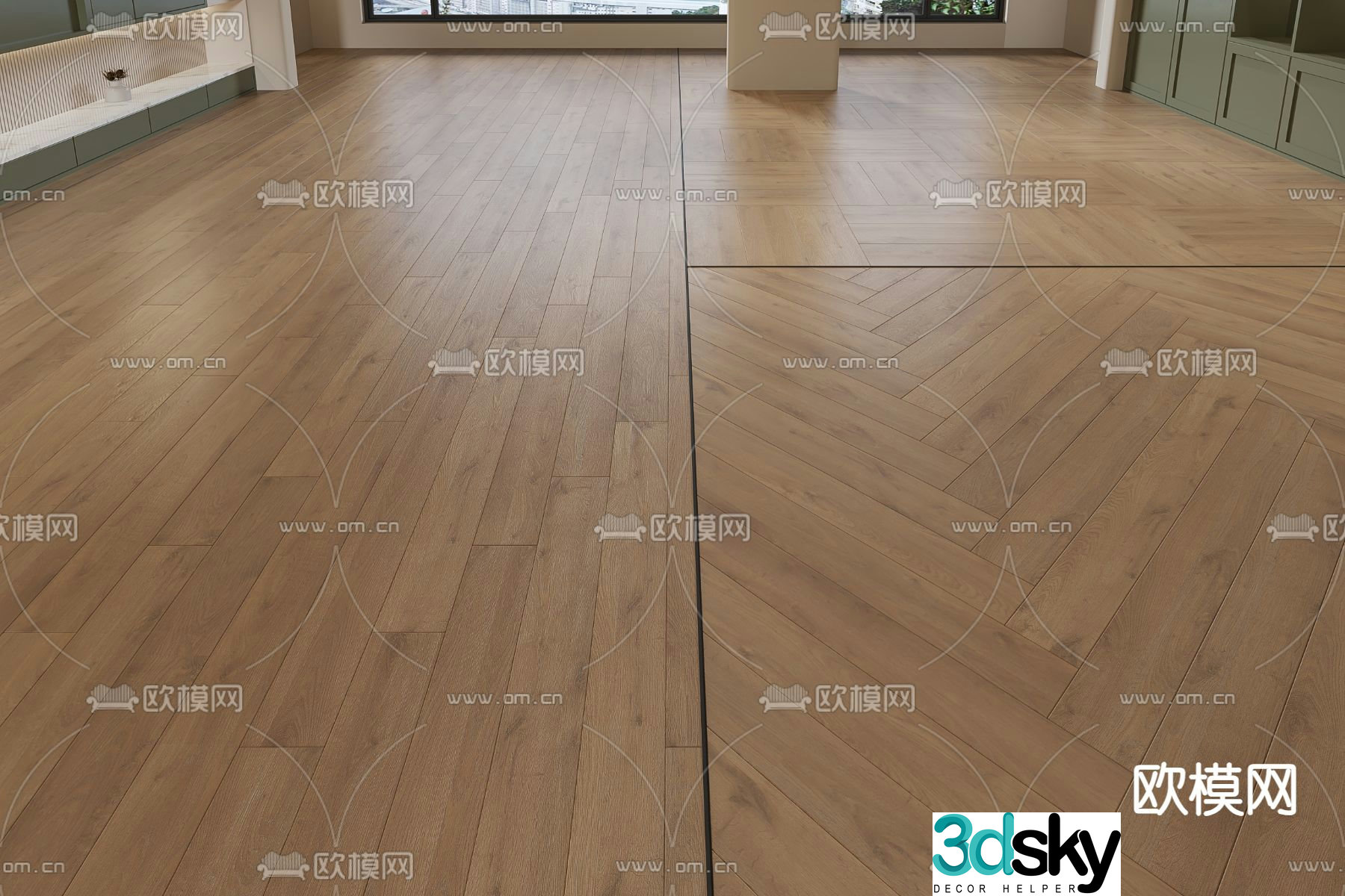 Log floor walnut floor 3d model