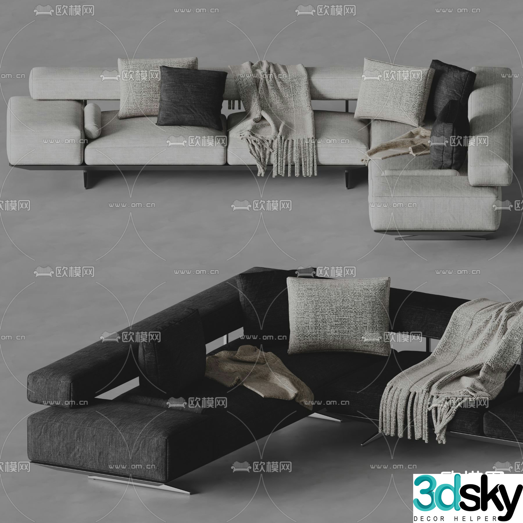 Modern corner sofa fabric sofa 3d model