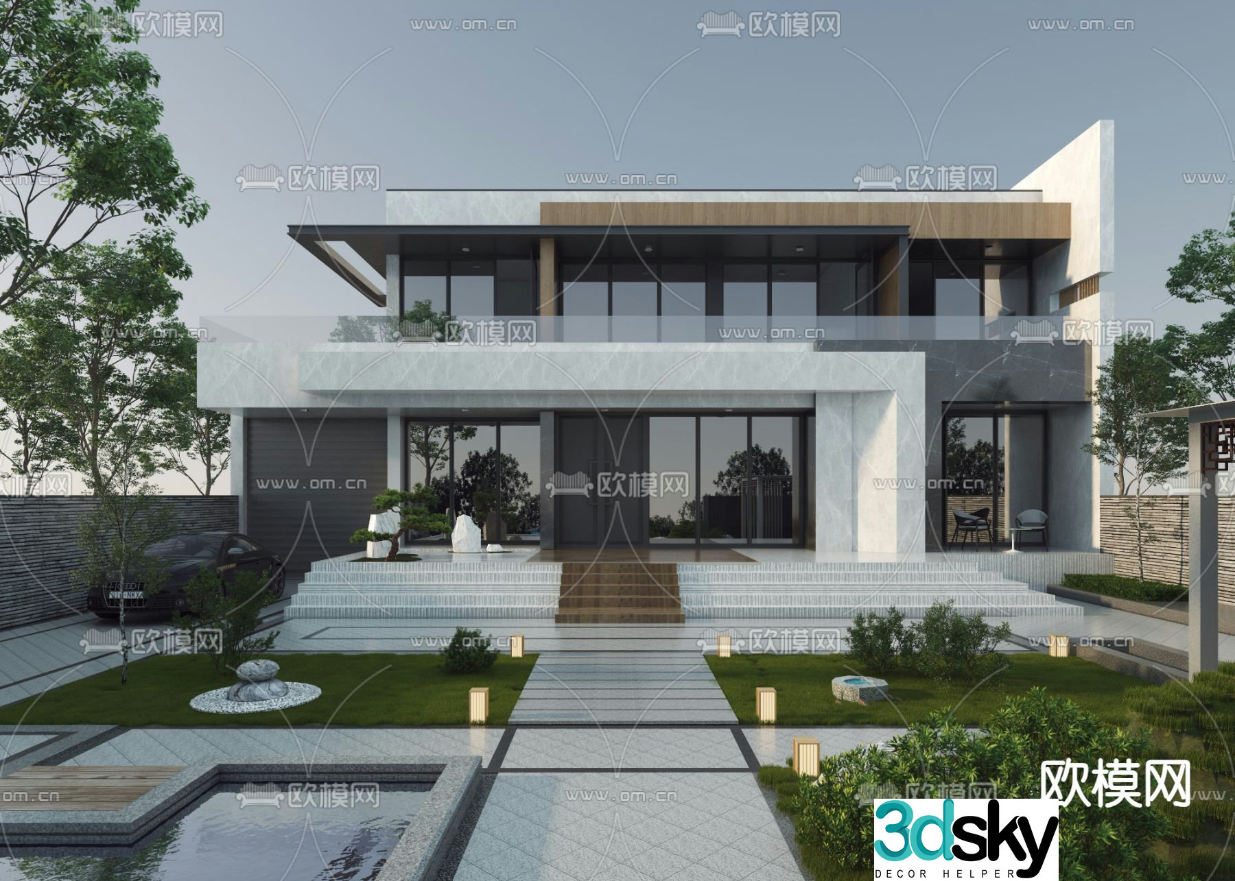 Villa courtyard garden 3d model