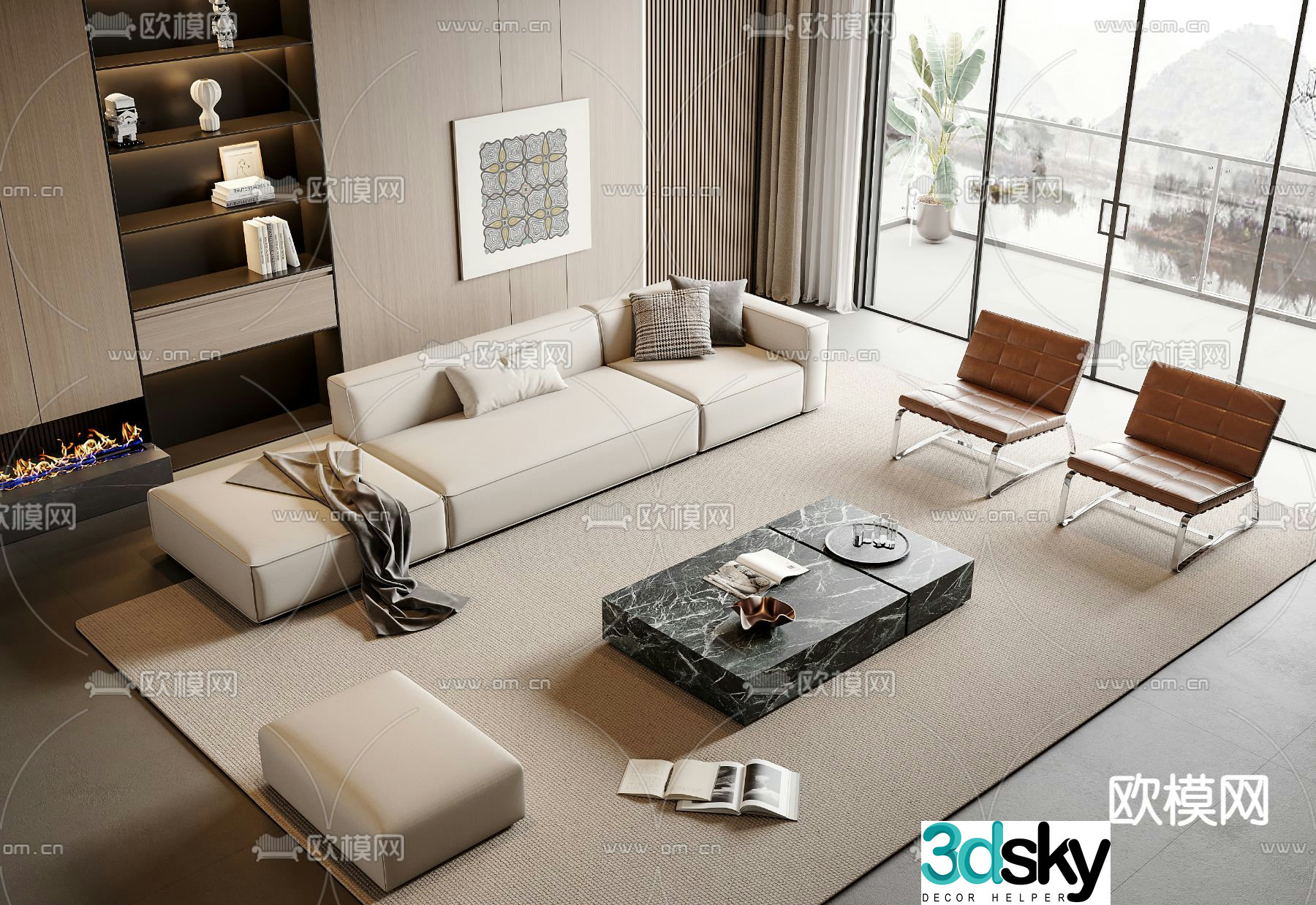Modern sofa set 3d model
