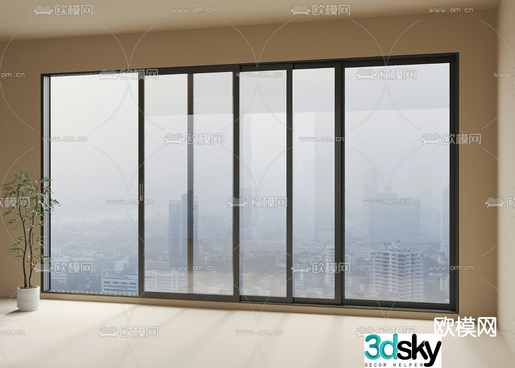 Window sliding window floor-to-ceiling window 3d model