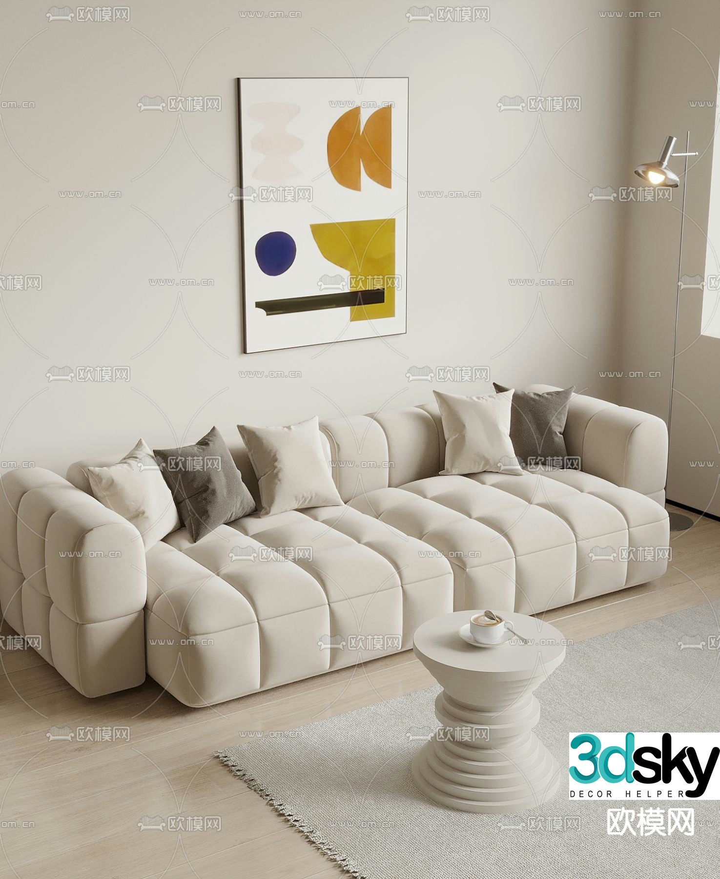 Upholstered Sofa Double Sofa 3D Model