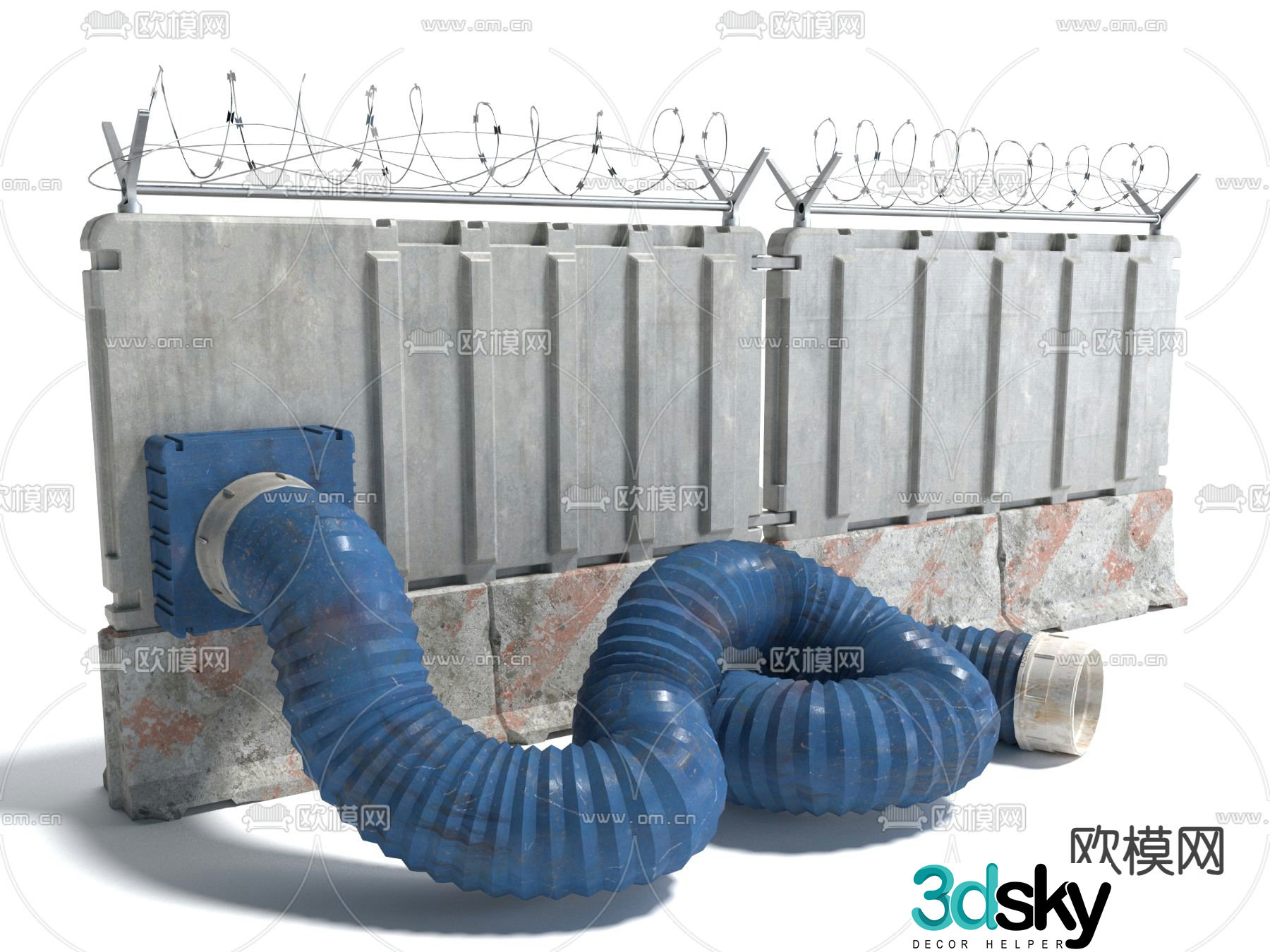 Building exterior, pipes, industrial equipment 3d model