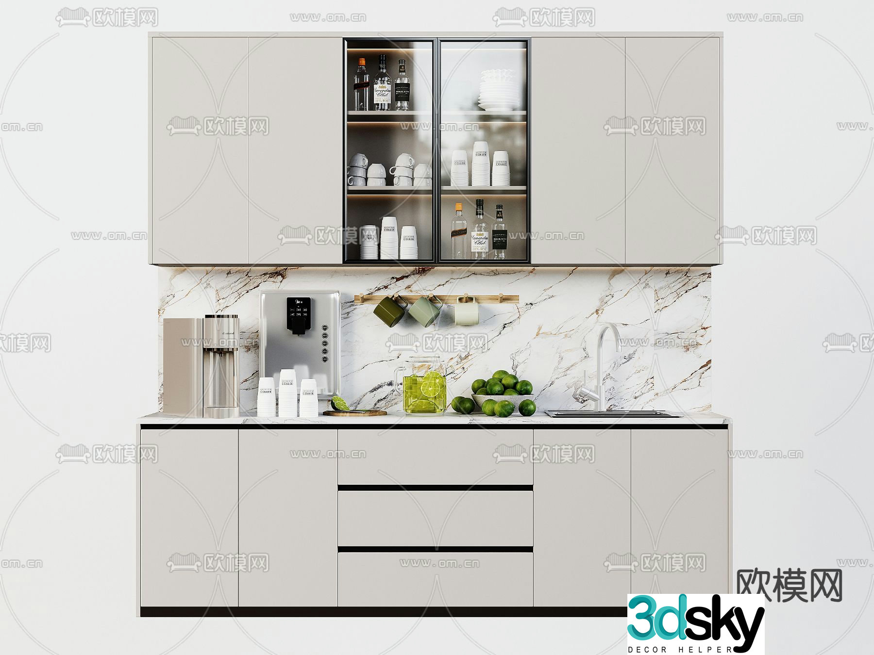 Modern sideboard tea cabinet 3d model