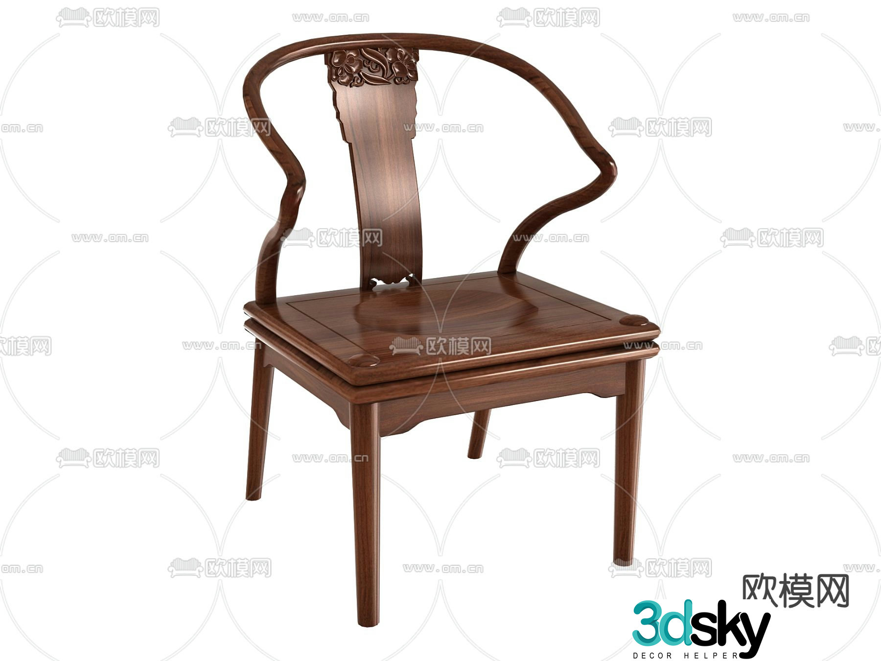 Chinese dining chair single chair 3d model