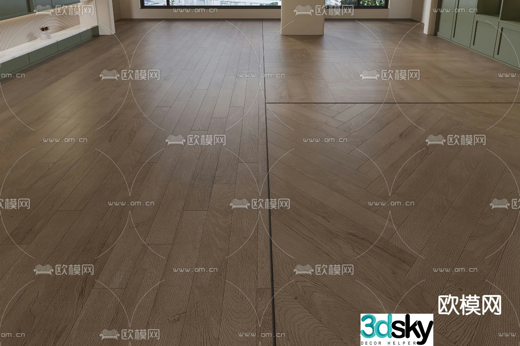 Log floor walnut floor 3d model