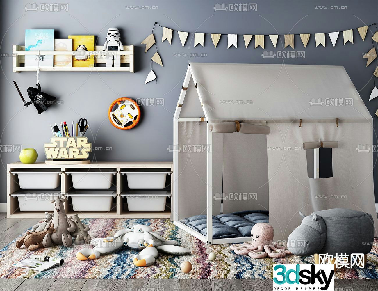 Children’s tent doll toy storage cabinet carpet 3d model