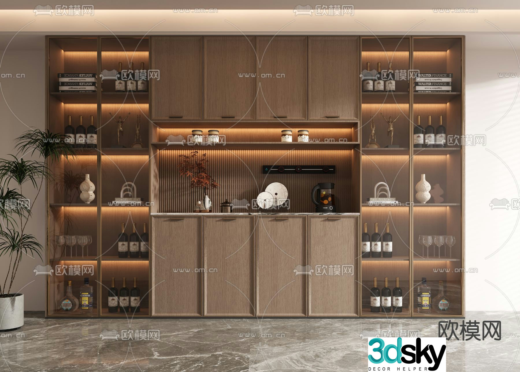 New Chinese style wine cabinet sideboard 3D model
