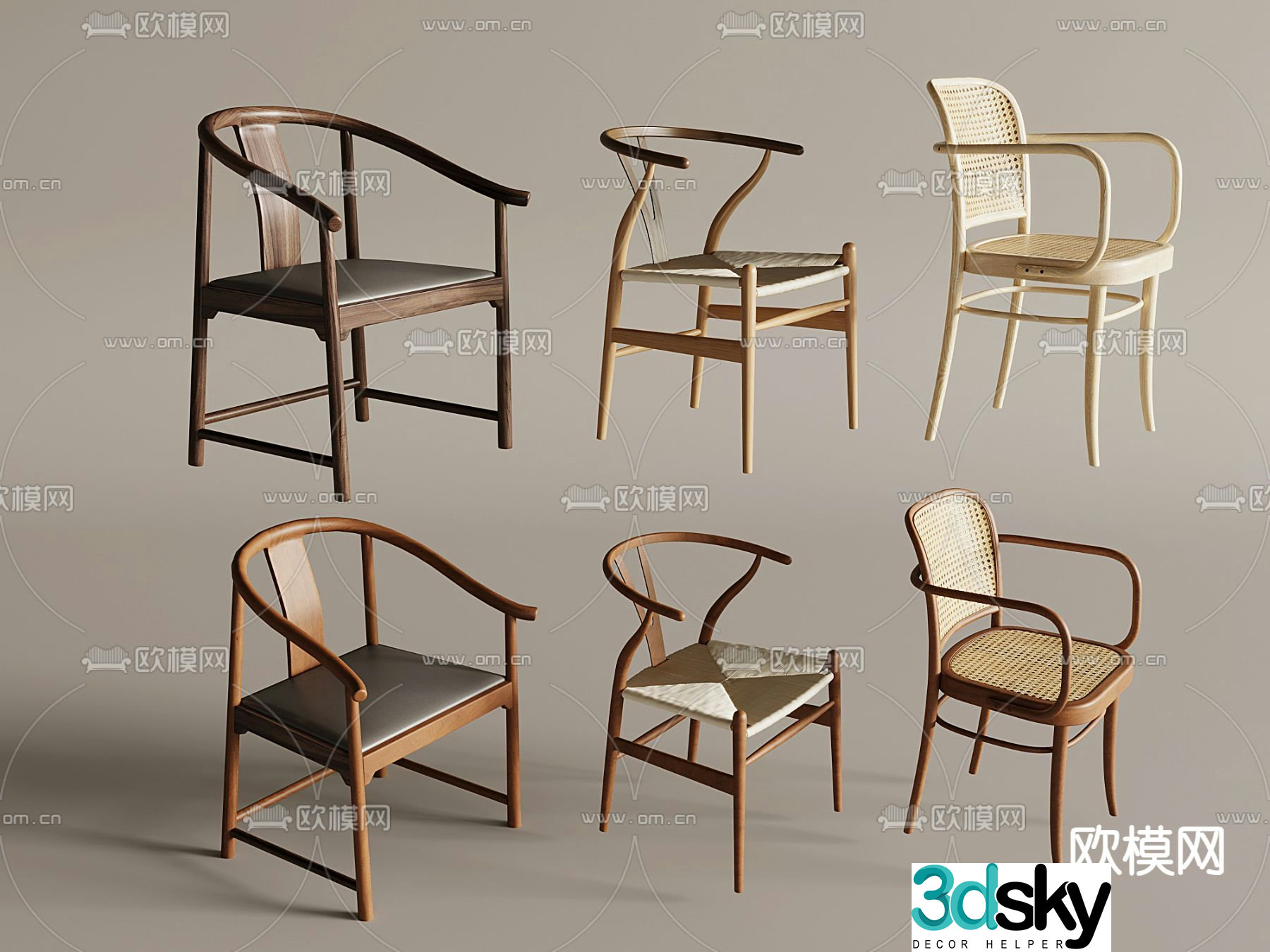 New Chinese style chair dining chair 3d model