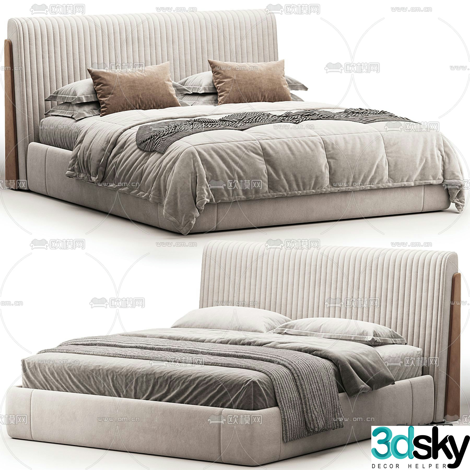 Modern double bed 3d model