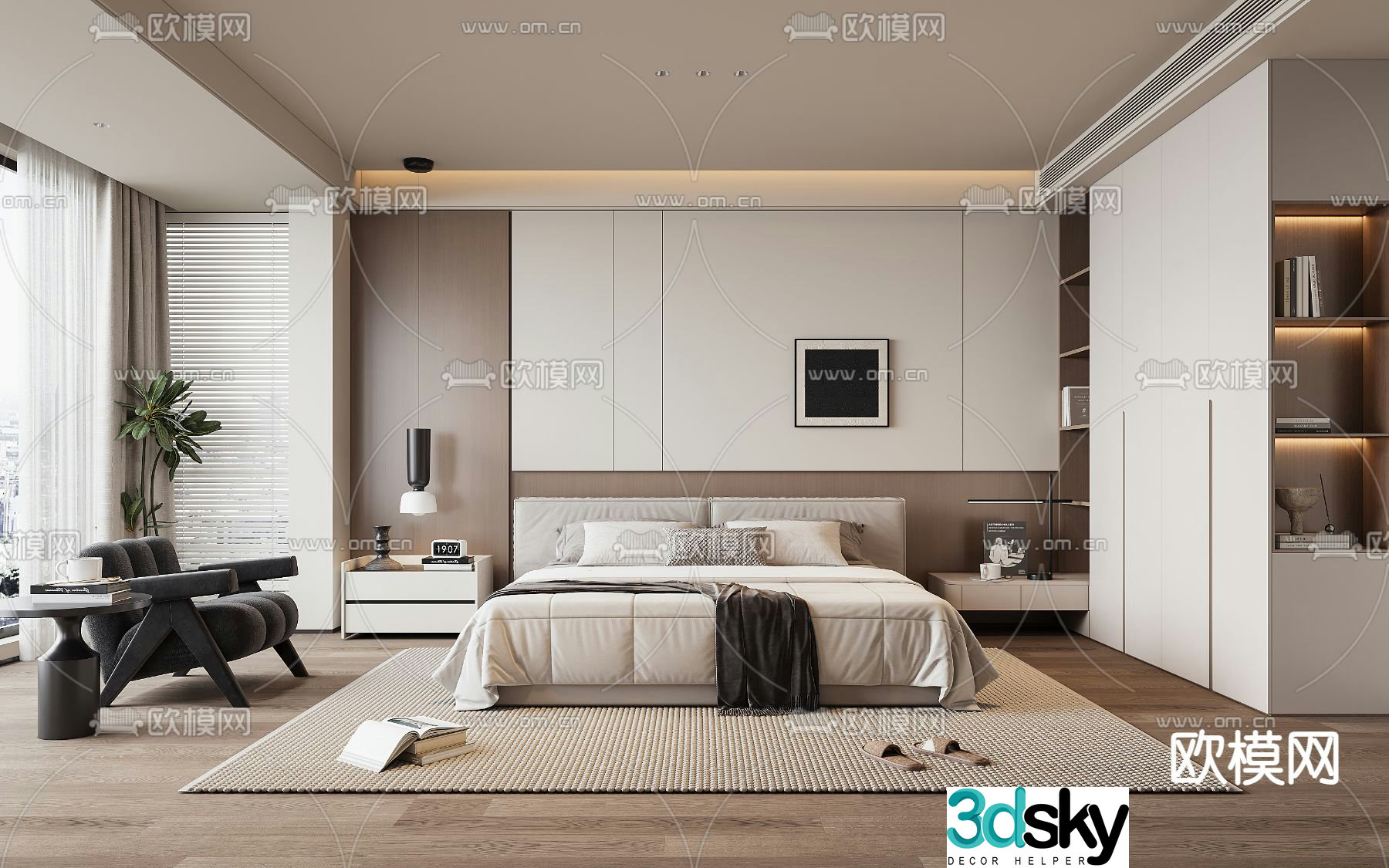 Modern bedroom master room 3d model