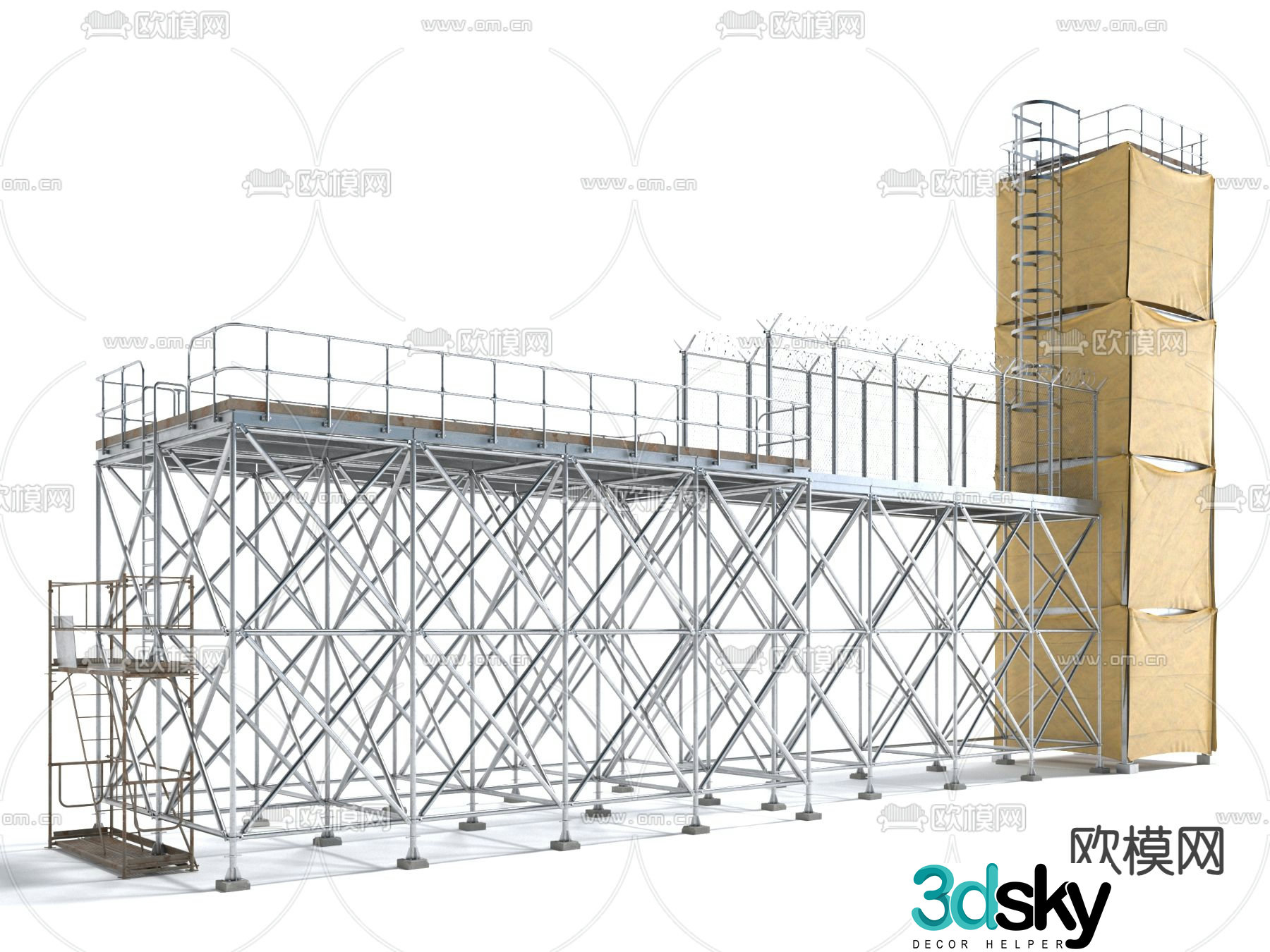 railing guardrail scaffolding 3d model