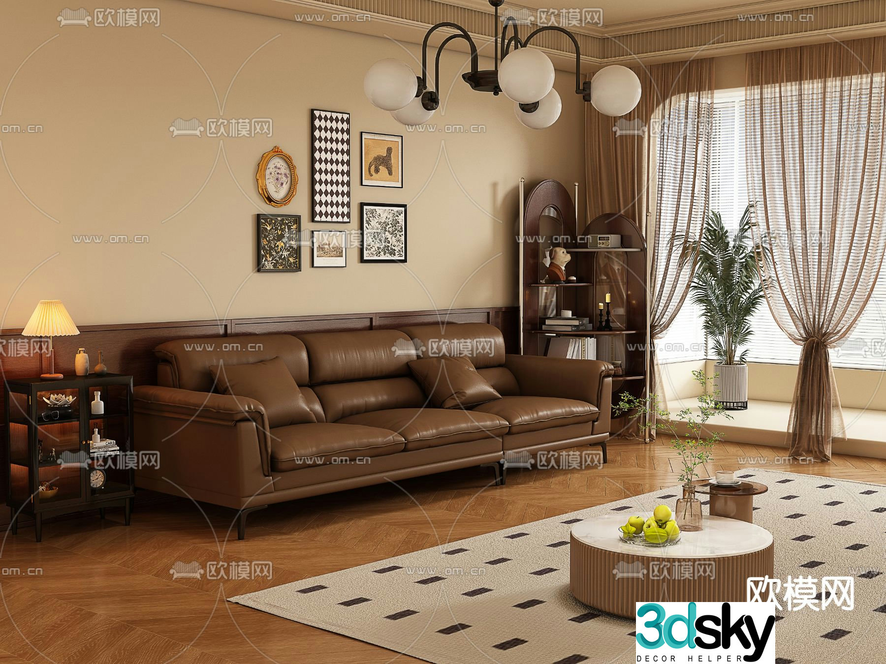 Medieval style sofa three person sofa 3d model