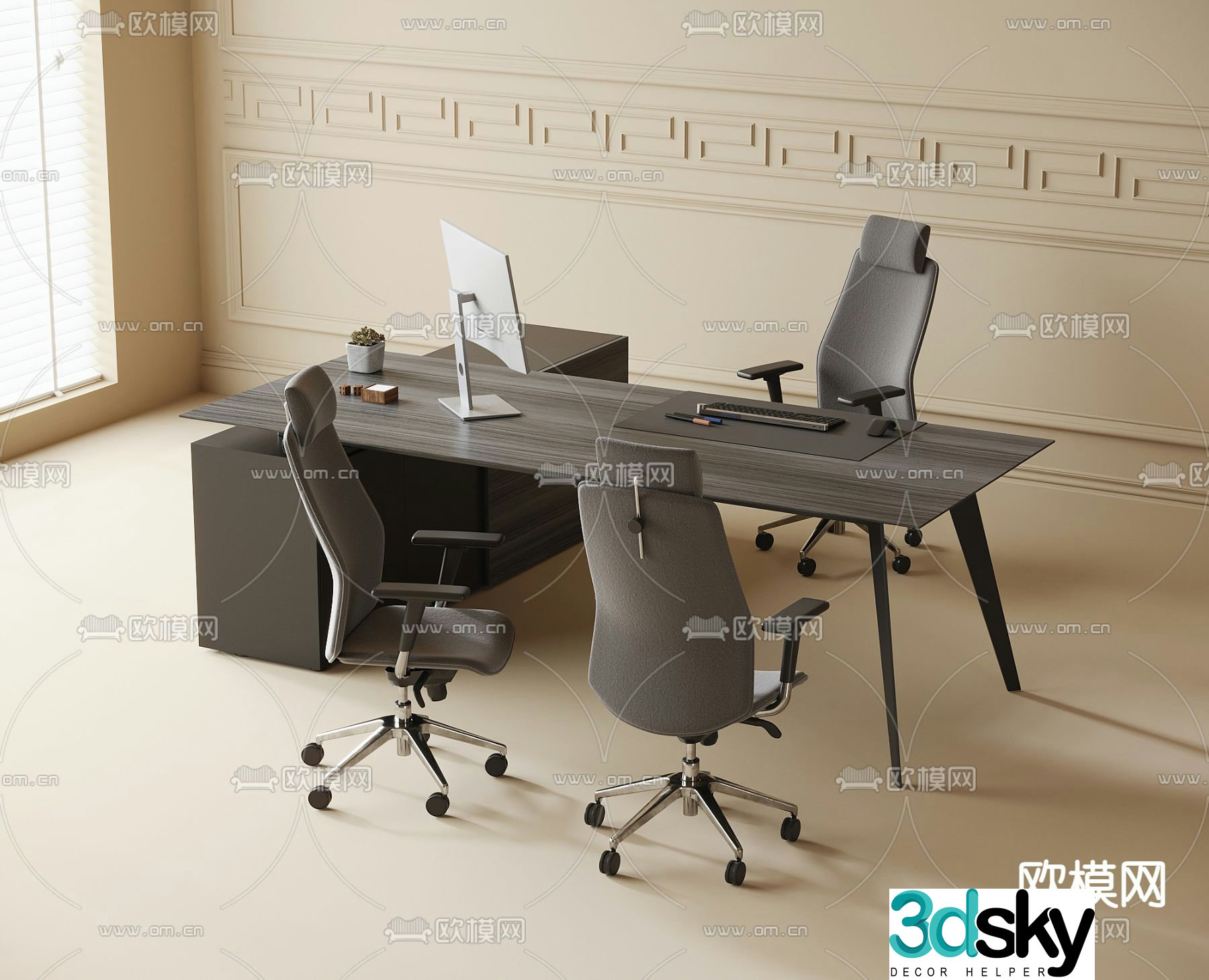 boss office desk chair office chair office desk 3d model