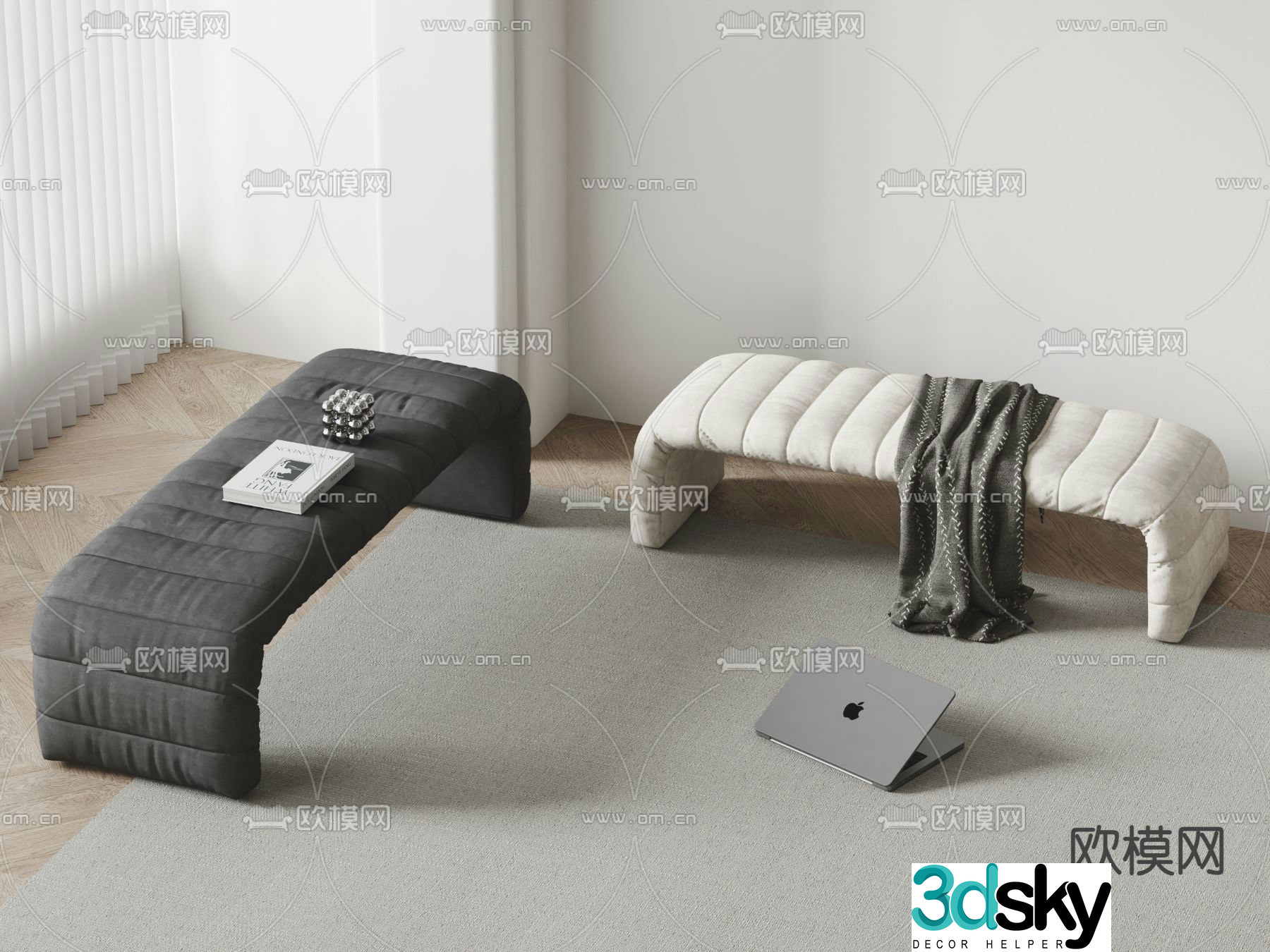 Moroso sofa bench bench bed end stool 3d model