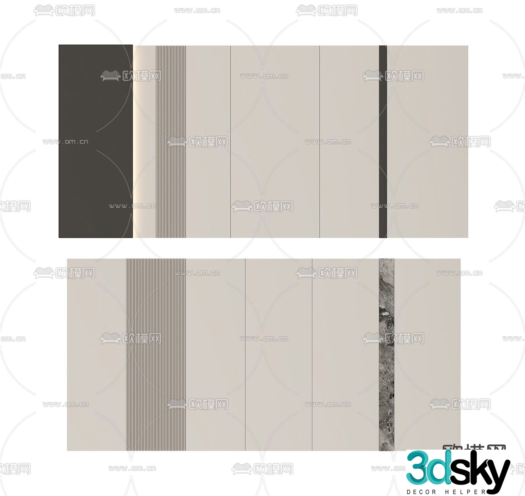Modern sofa background wall 3d model