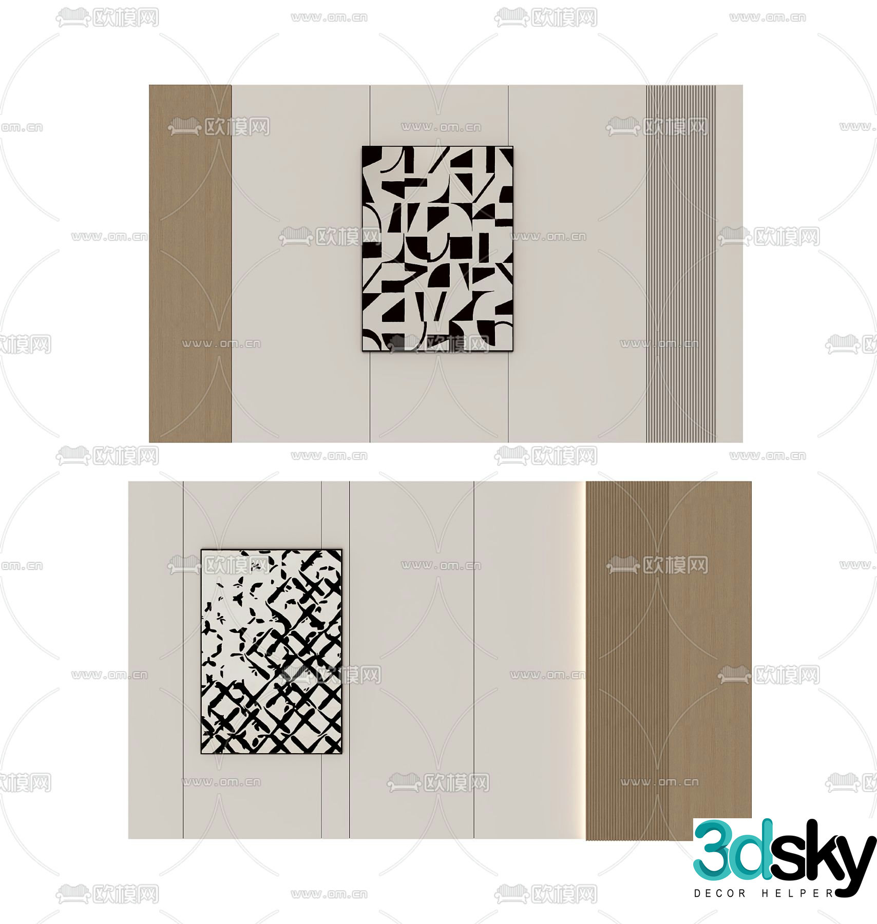 Modern sofa background wall 3d model