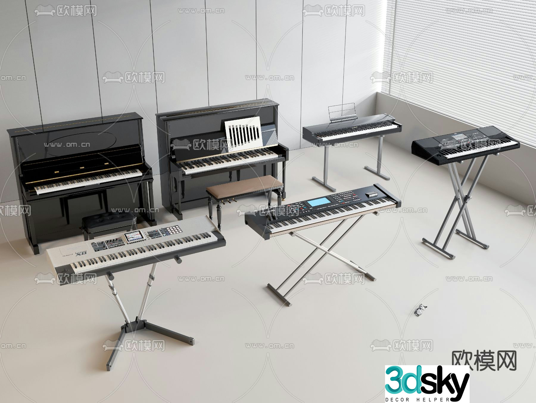 piano electronic keyboard 3d model