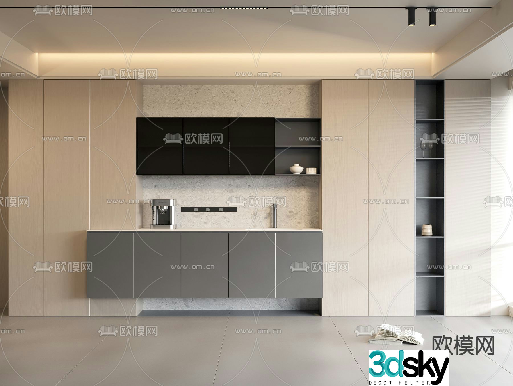 Solid wood sideboard solid wood cabinet storage cabinet 3d model
