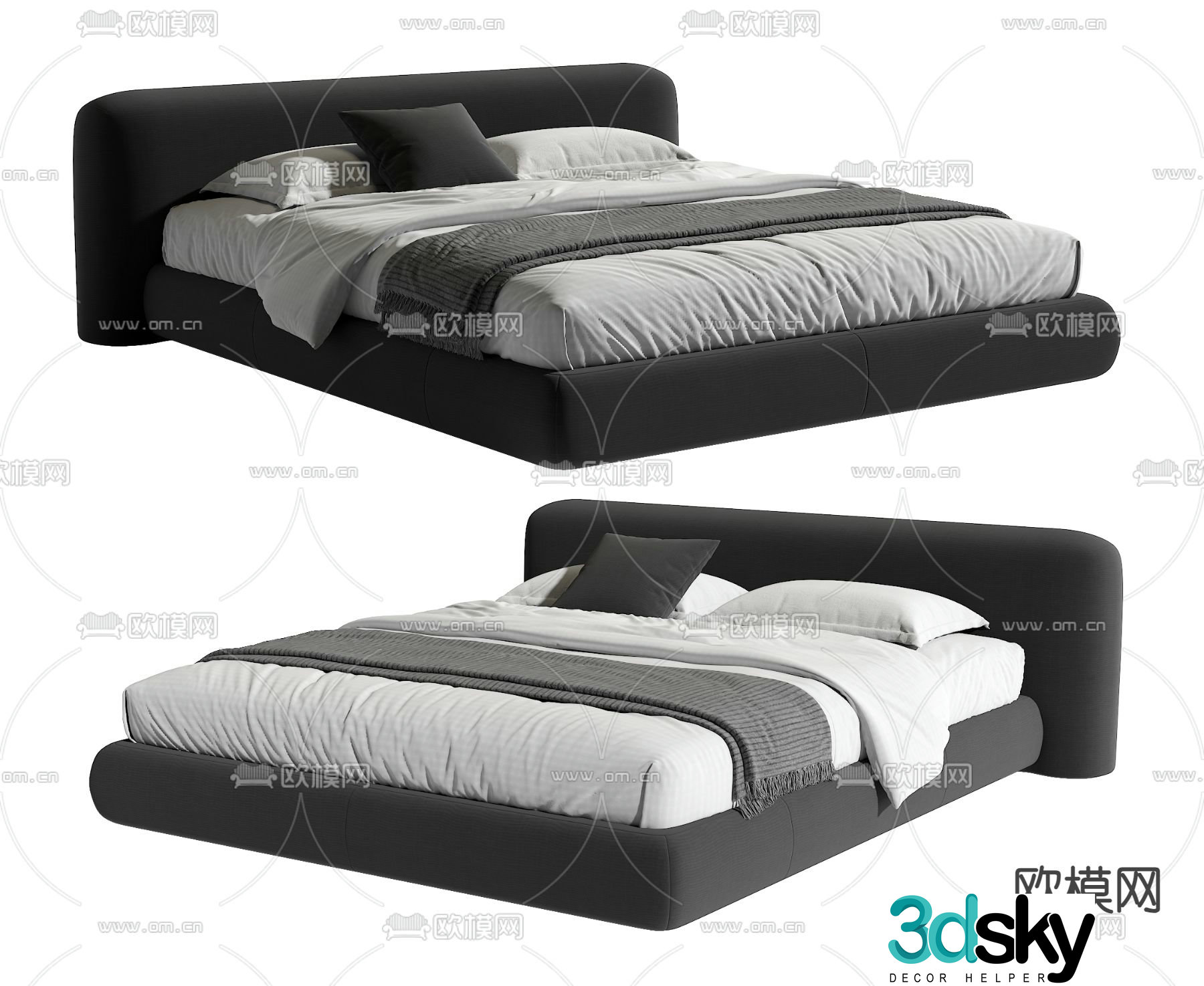 Modern double bed 3d model