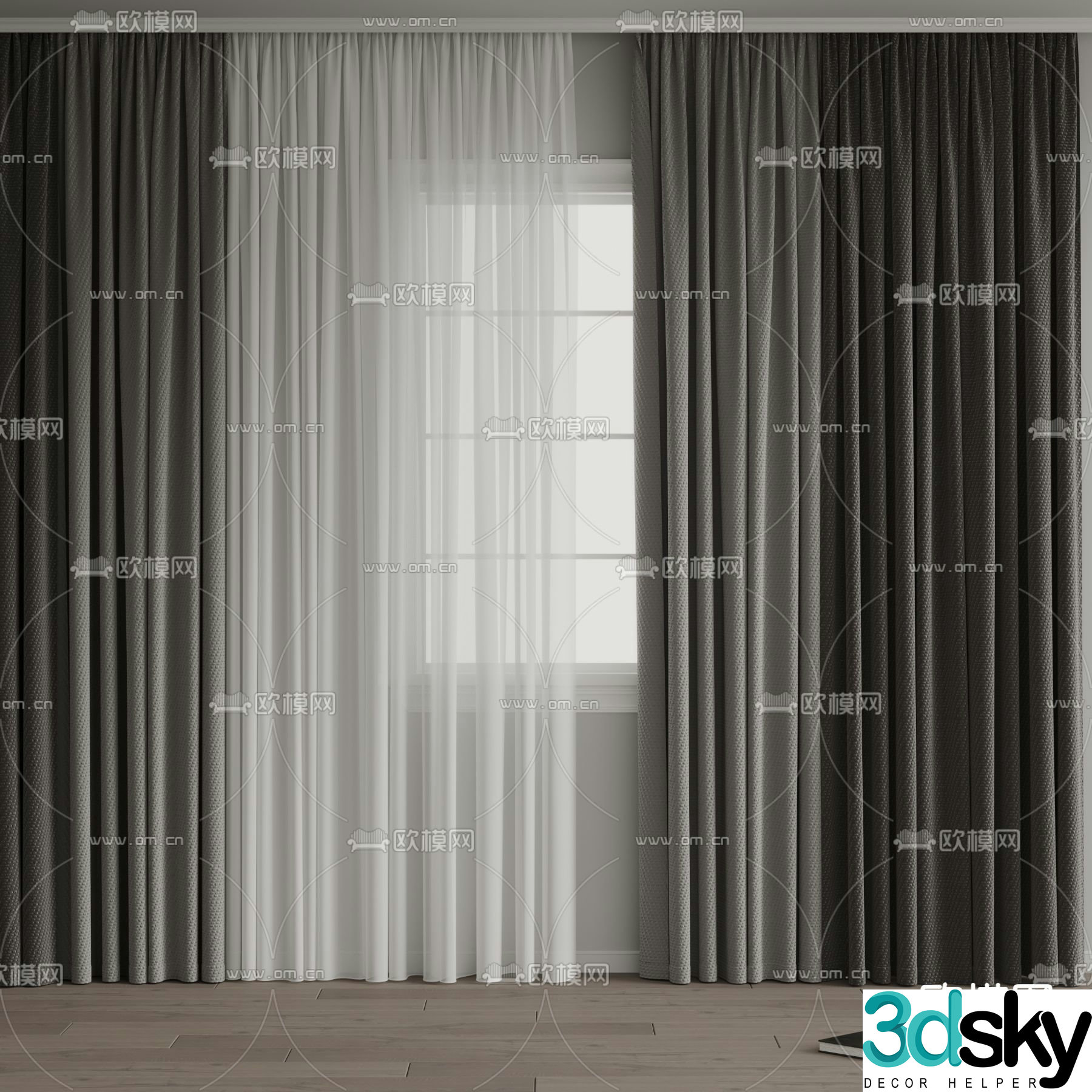 Areti plain curtain window screen 3d model