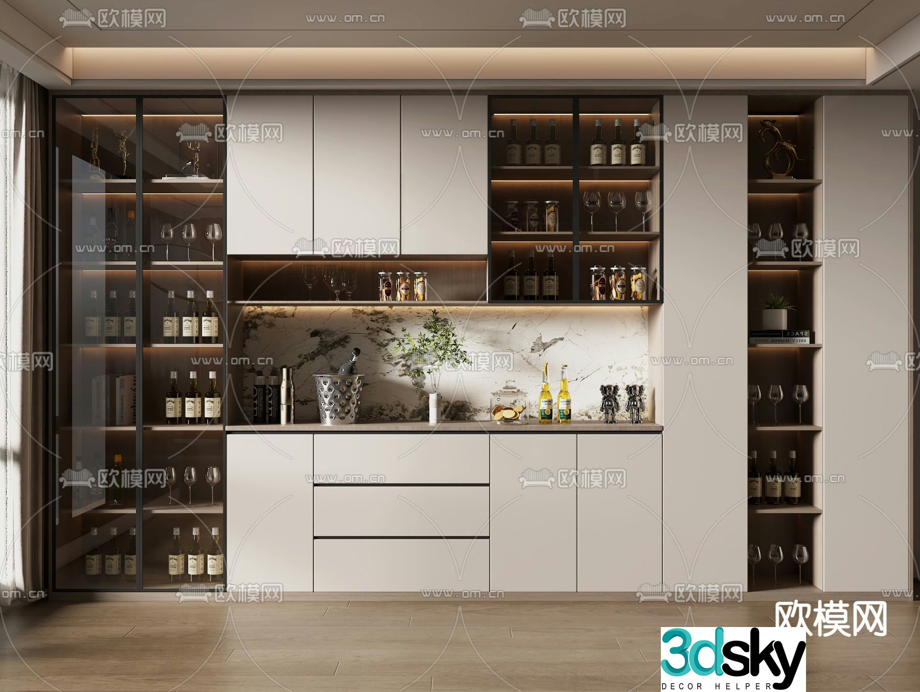 Modern wine cabinet 3d model