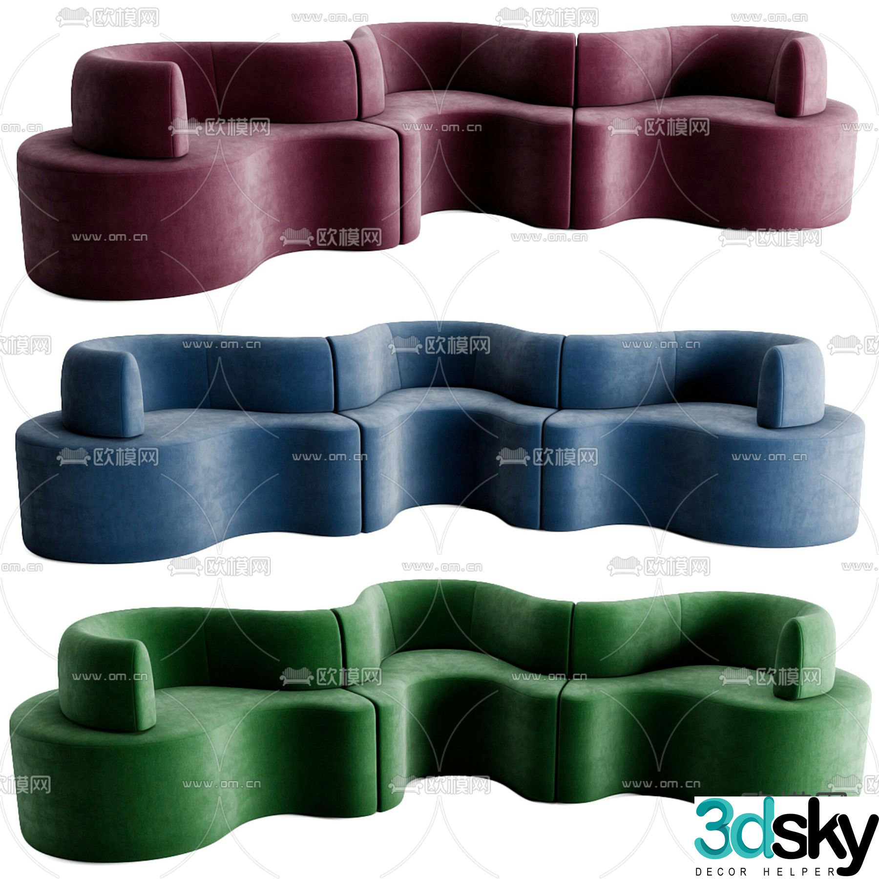Special shaped sofa curved sofa 3d model