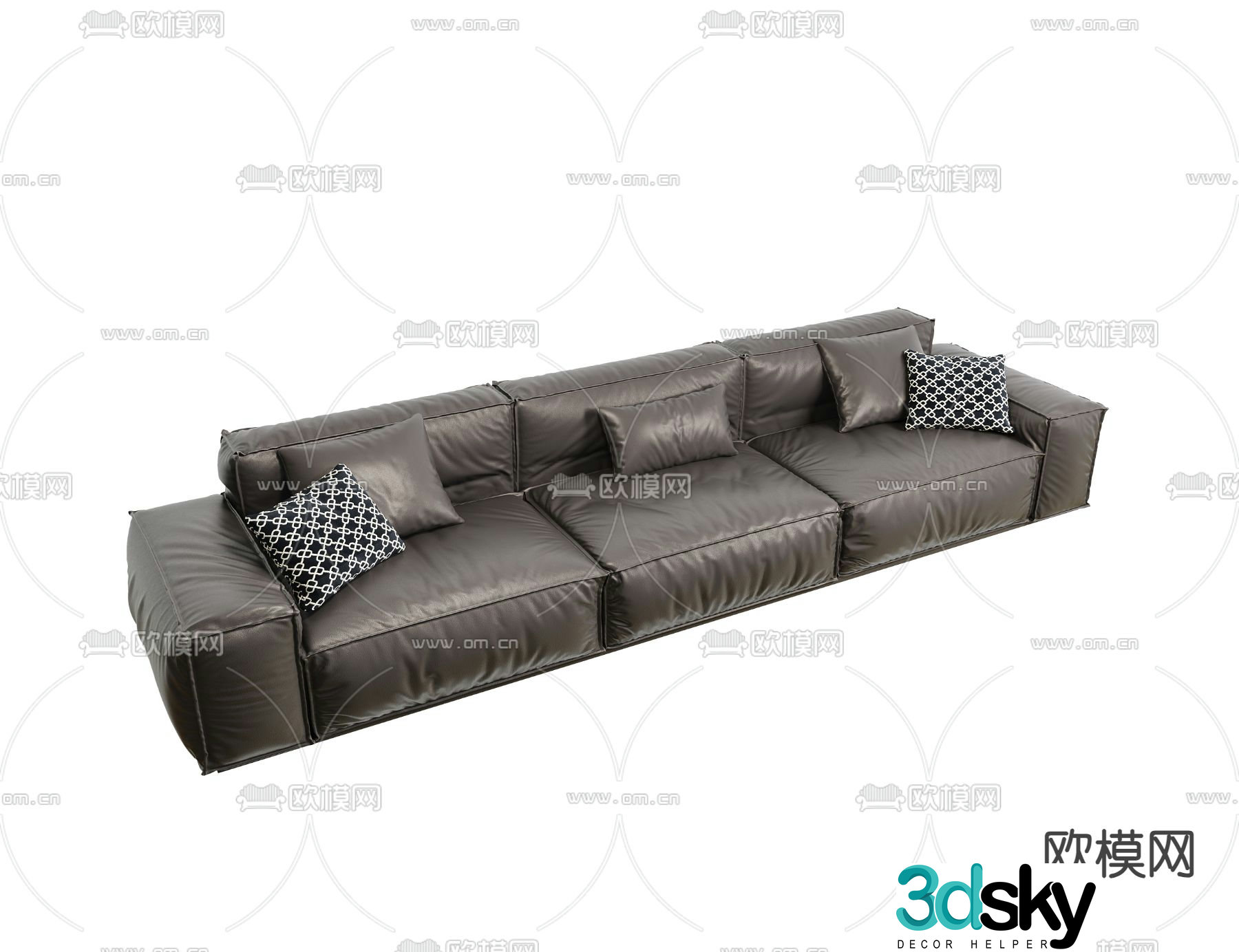 Three seater sofa leather sofa 3d model