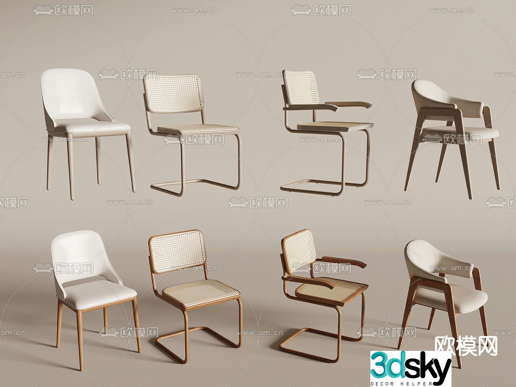 Wabi-sabi chair dining chair 3d model