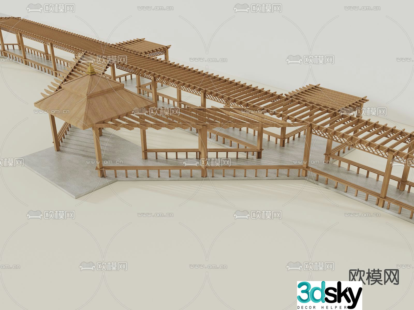 Chinese antique corridor corridor frame 3D model